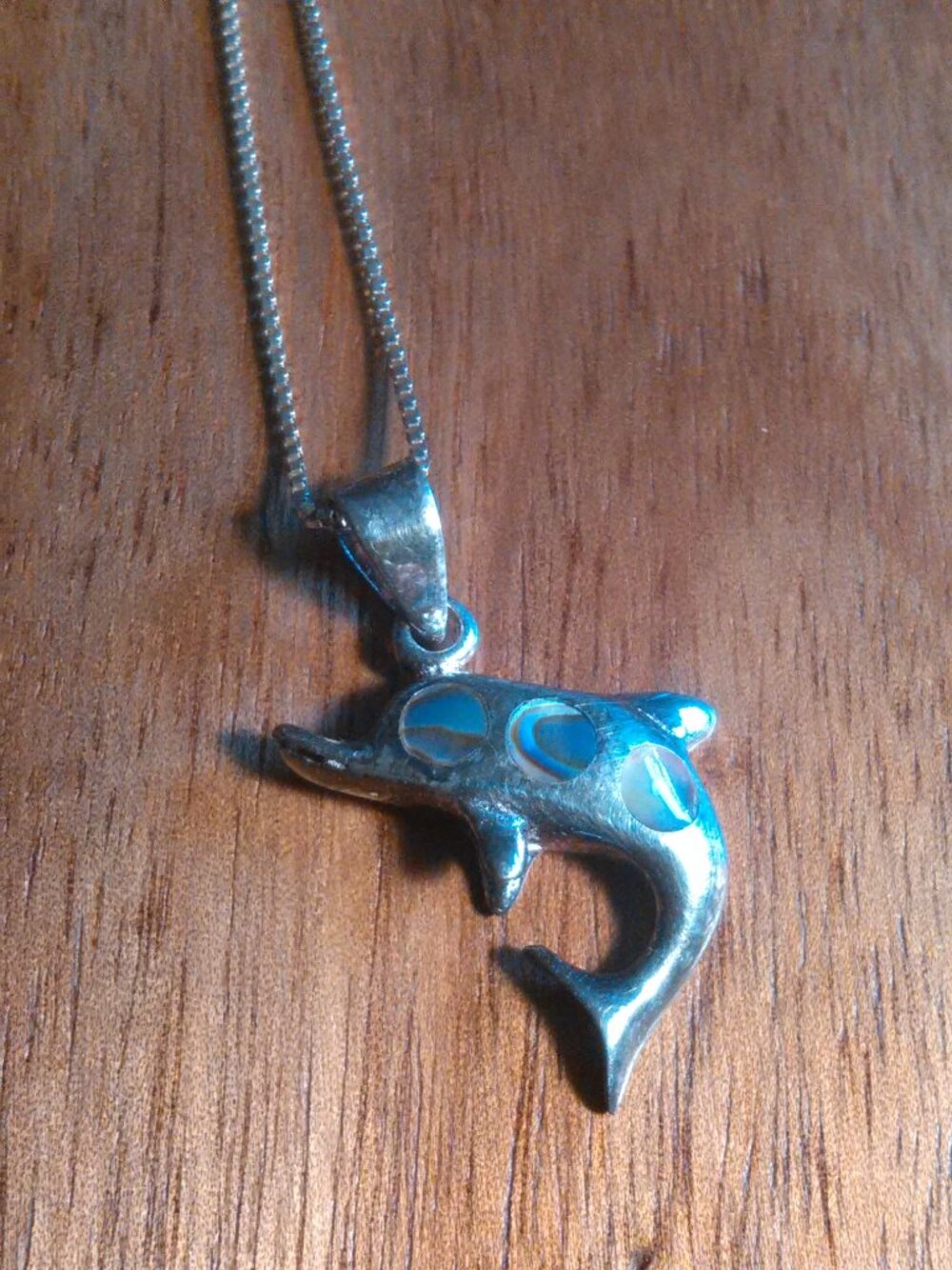 Abalone Shell Dolphin Sterling Silver Pendant Necklace (18 Inch)